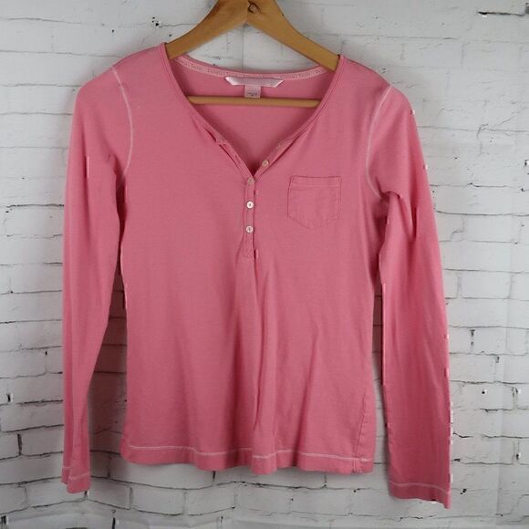 VICTORIA'S SECRET PINK 5 BUTTON LONG SLEEVE PAJAMA TOP WOMENS SIZE SMALL - Picture 1 of 4